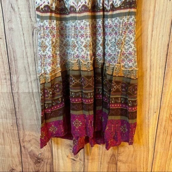 Patrons of Peace Midi Dress XS Raspberry Blue Peasant Off Shoulder - Picture 4 of 5